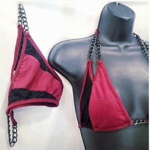 NWOT Buddhaful Burgundy Mesh & Chain Bikini